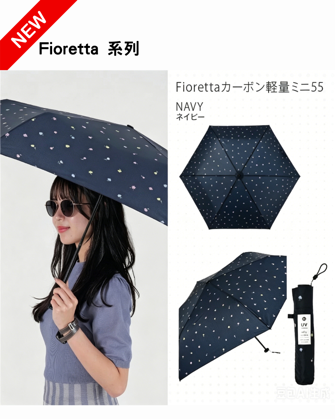 日本代購【 2026新色 日本直送 nifty colors  輕便 Smart Light 碳輕量 防曬遮 | 迷你遮  | 縮骨遮 | 縮骨傘 | carbon mini umbrella 55 】
