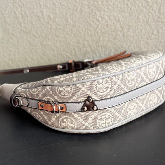 香港現貨-Tory Burch T Monogram Crescent Canvas Shoulder Bag
