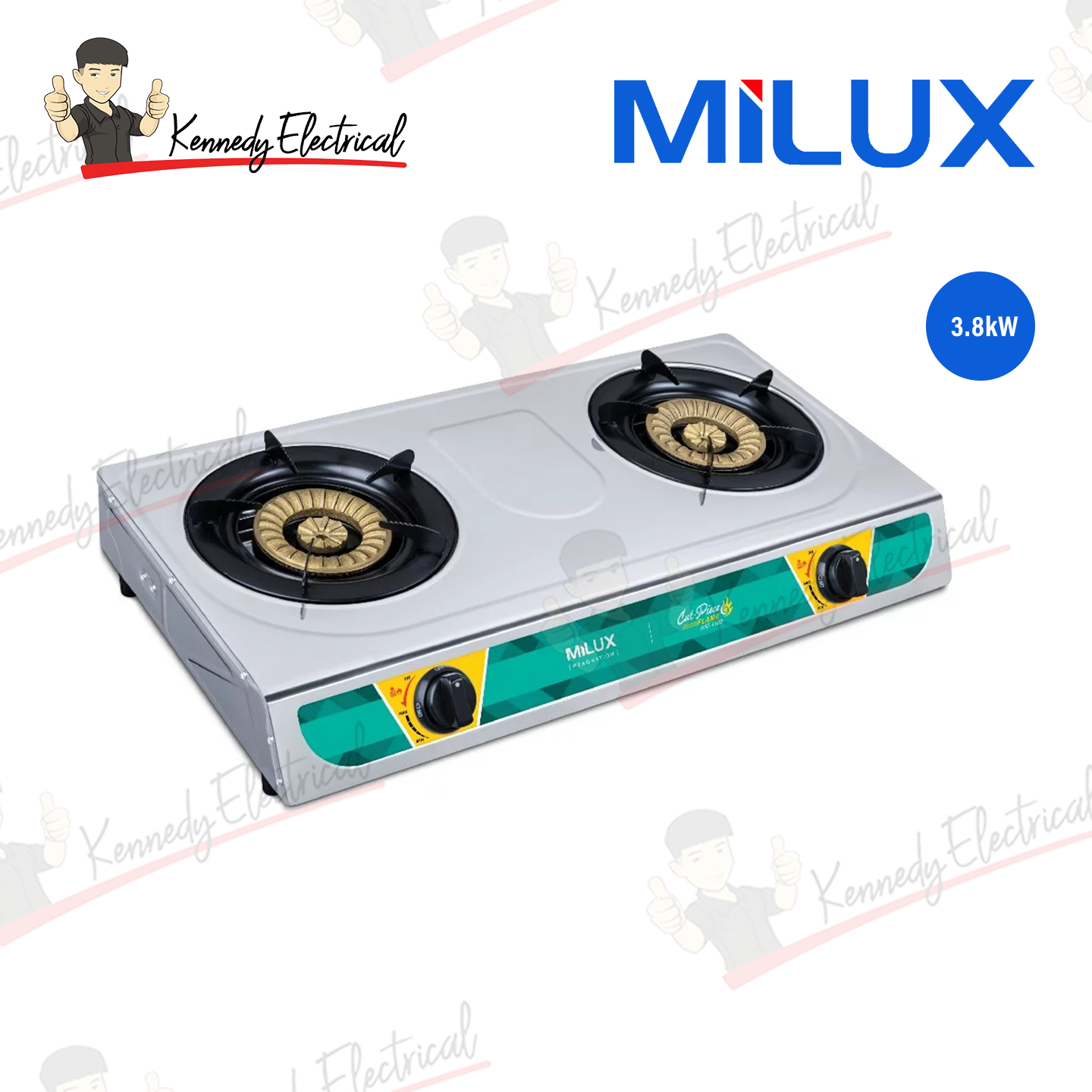 Milux Stainless Steel Double Burner Gas Cooker (MSS-1100)