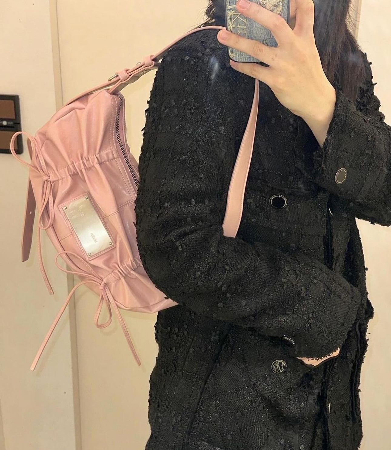 🇰🇷訂購｜MATIN KIM｜HALF SHIRRING RIBBON ROUND BAG | AnyNOID