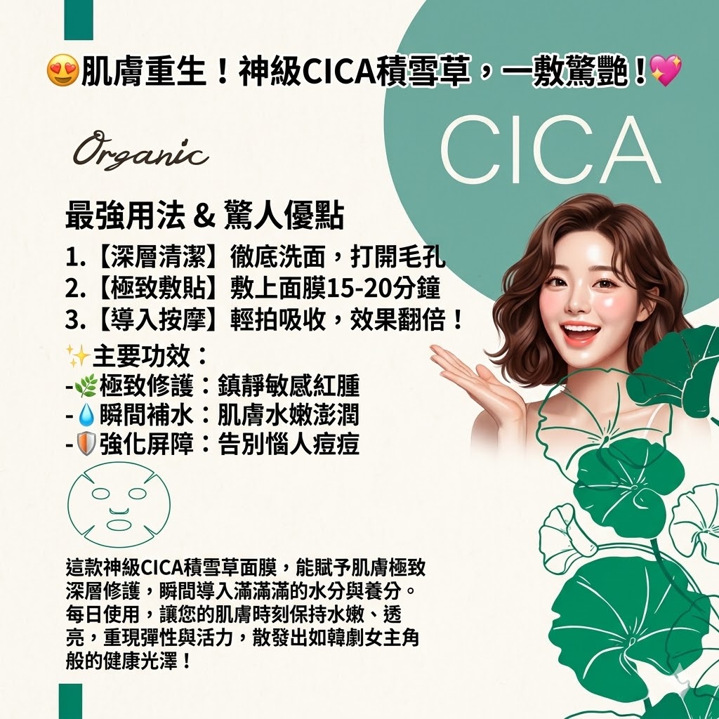 CICA - 有機積雪草面膜 日本限定