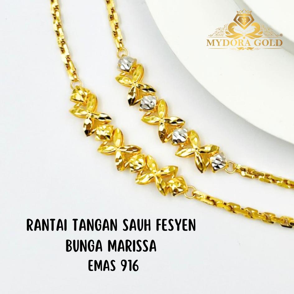MYDORA Rantai Tangan Sauh Fesyen Bunga Marissa l EMAS 916/22K