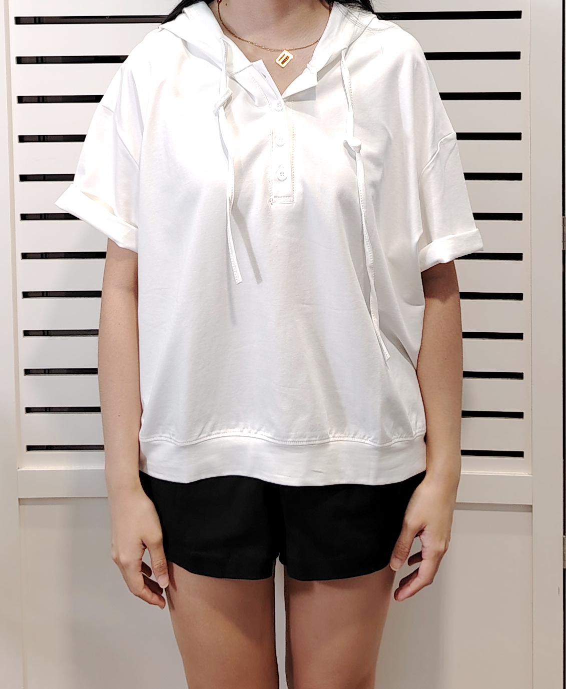 20023 Over Size Short Sleeve Hoodie Tee