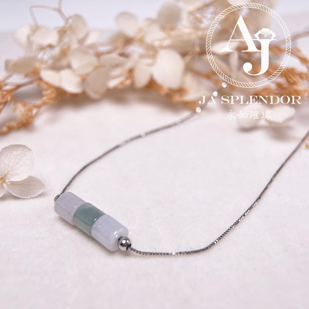 D-04C 天然翡翠A玉 平安幸運純銀項鏈
