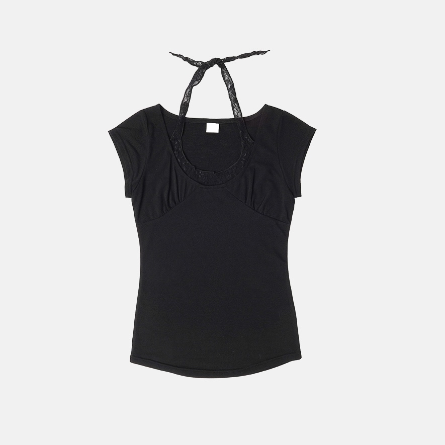 Lace-Trim Halter Layered Top