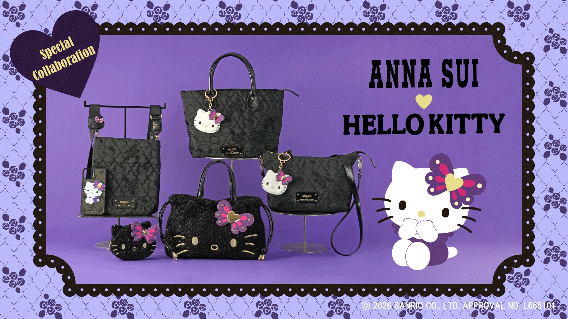 🌸 【預訂】ANNA SUI×HELLO KITTY 2Way 斜孭手挽袋