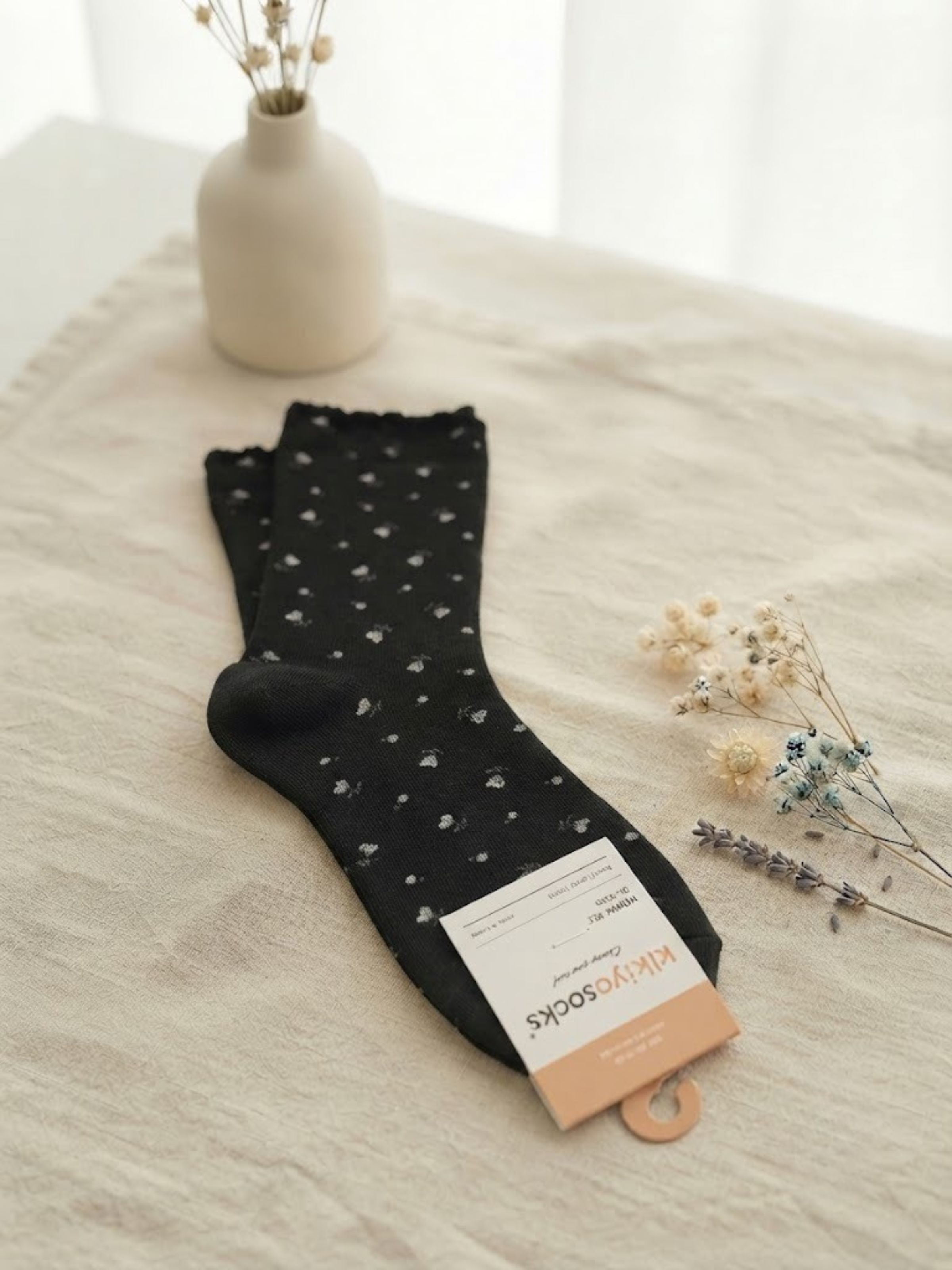 Korean Petite Bloom Women's High Crew Socks