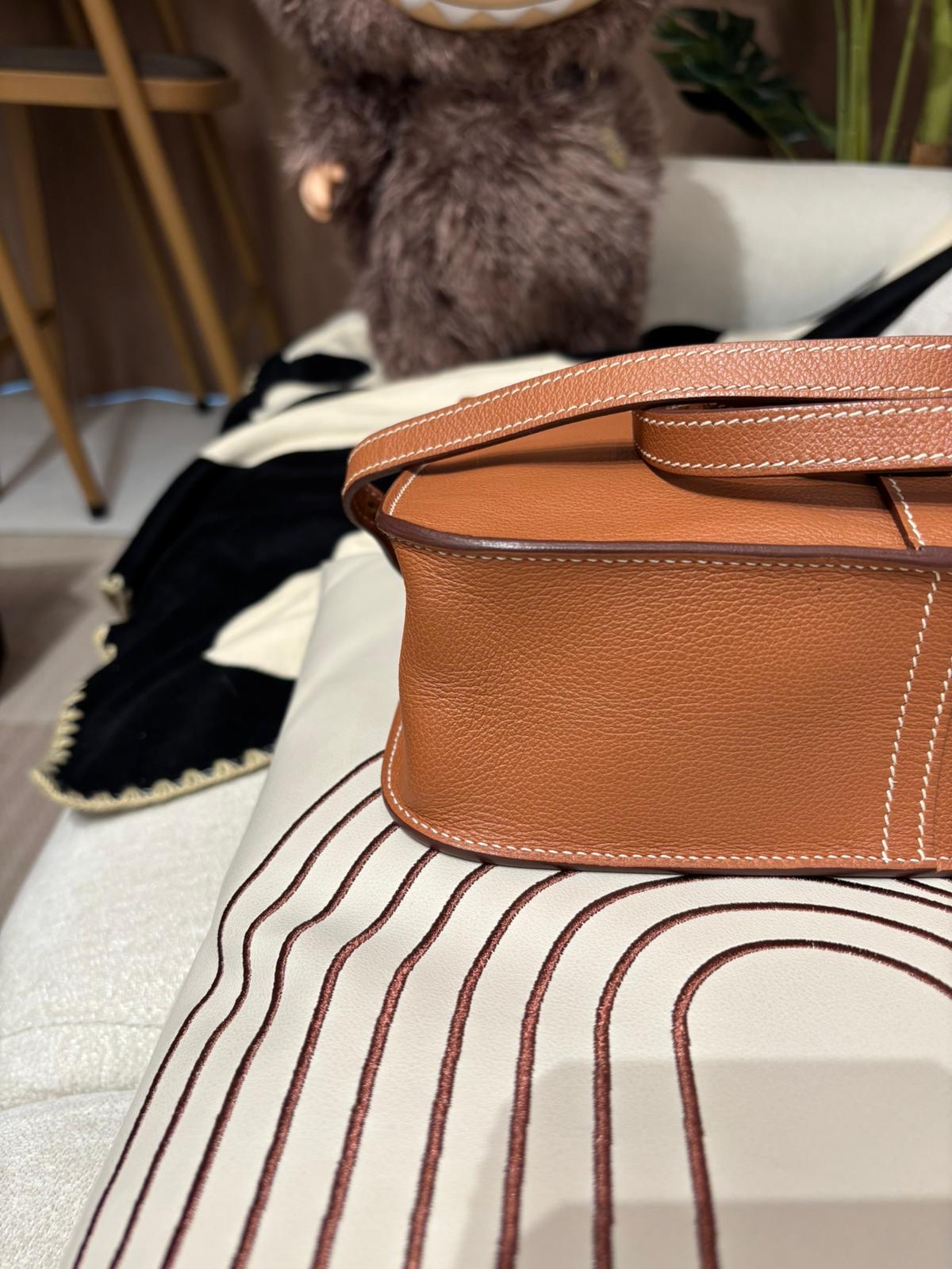 Hermes Halzan 25 Stamp Y Gold/Gold Evercolor 牛皮 100%Authentic, 95%New ✅Dust bag 