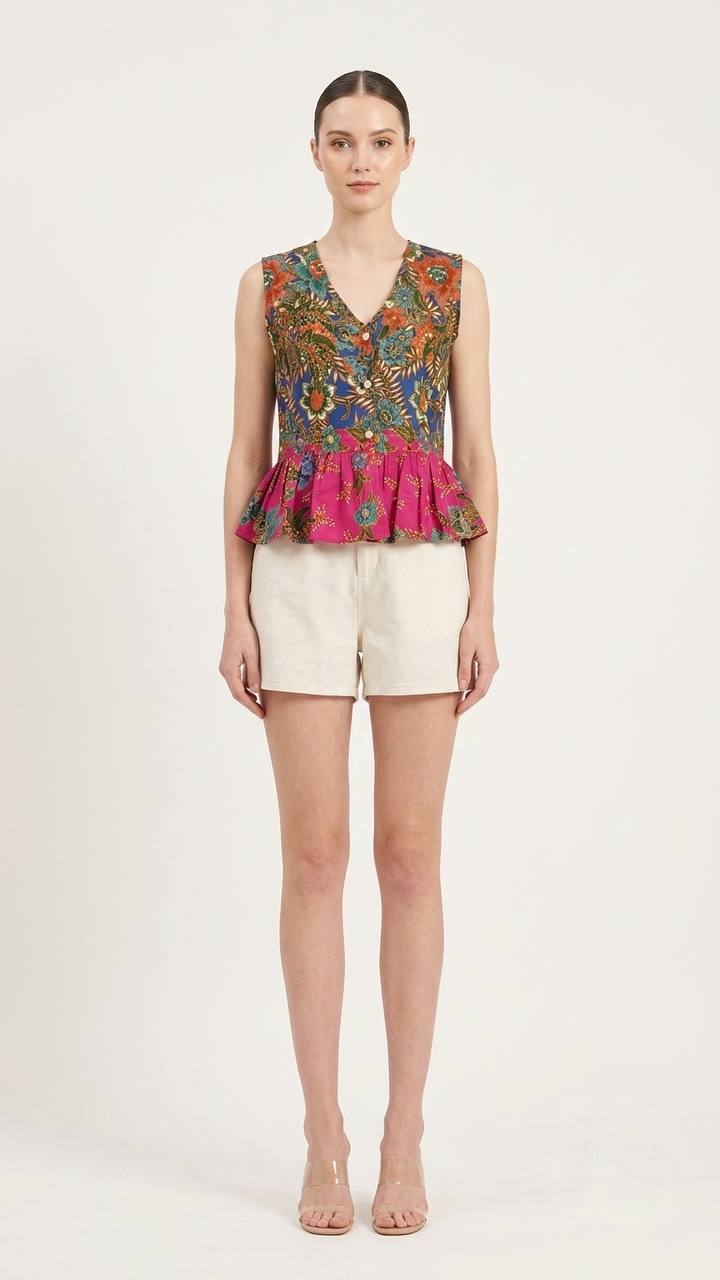 T2768 - Mekar Delima Peplum Batik Top 