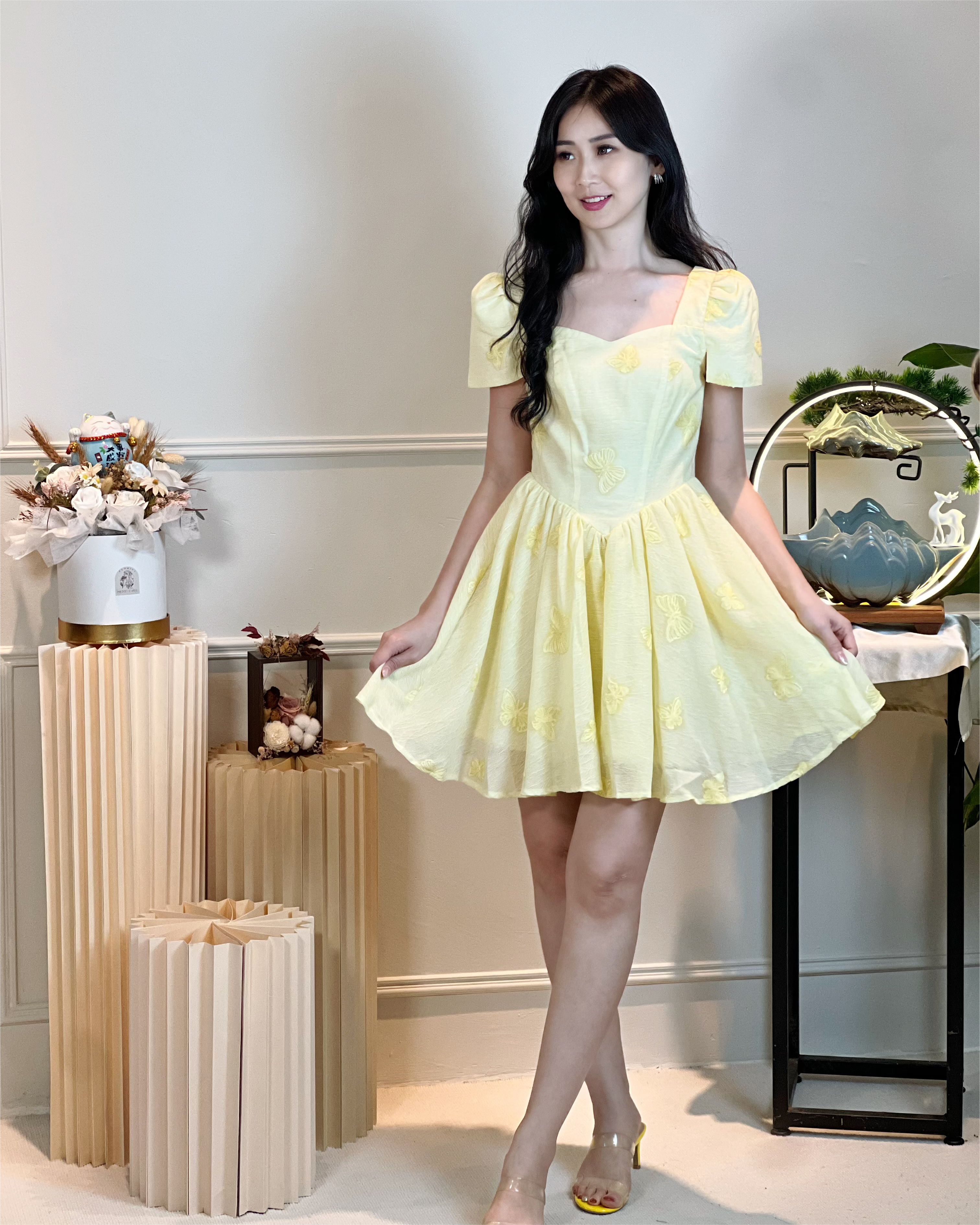 5101 Evangeline Embroidered Butterfly Mini Dress