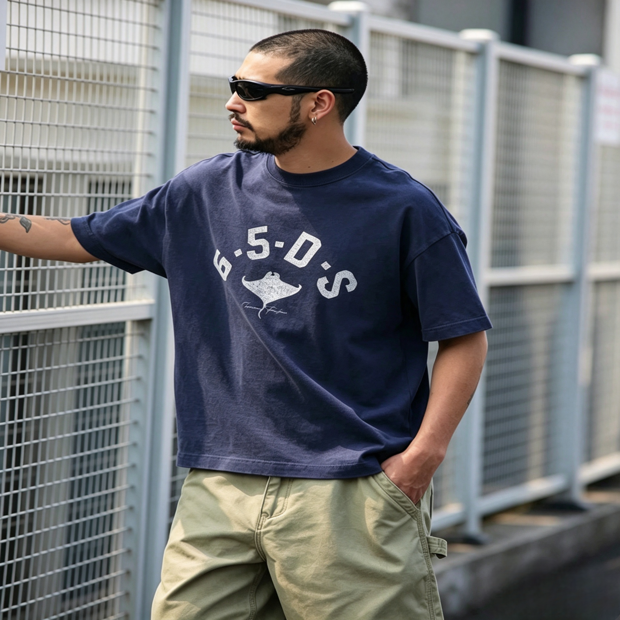 M1316重磅洗水字母Tee