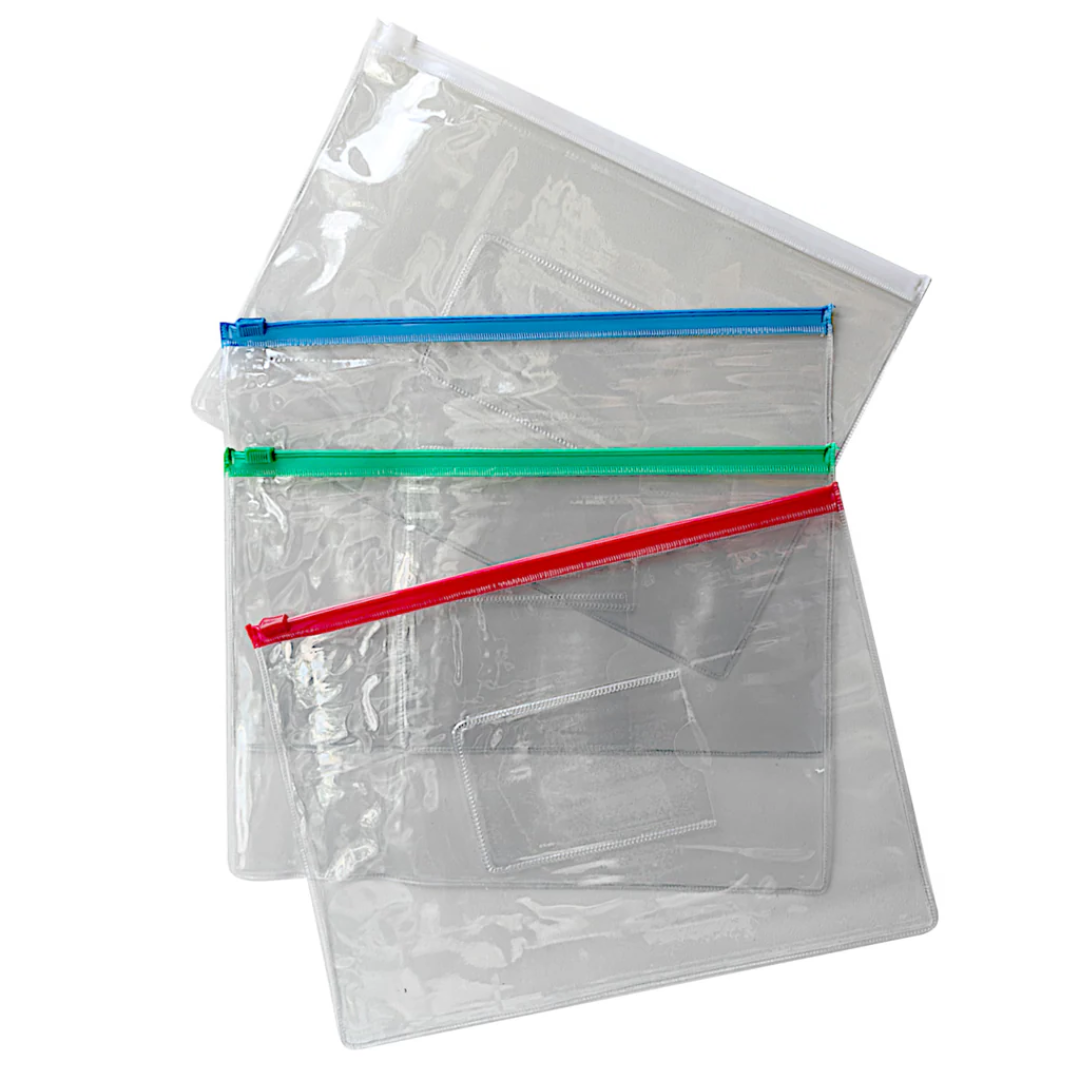 Transparent A5 Size Zipper Bag 170mm × 235mm (Random Color)
