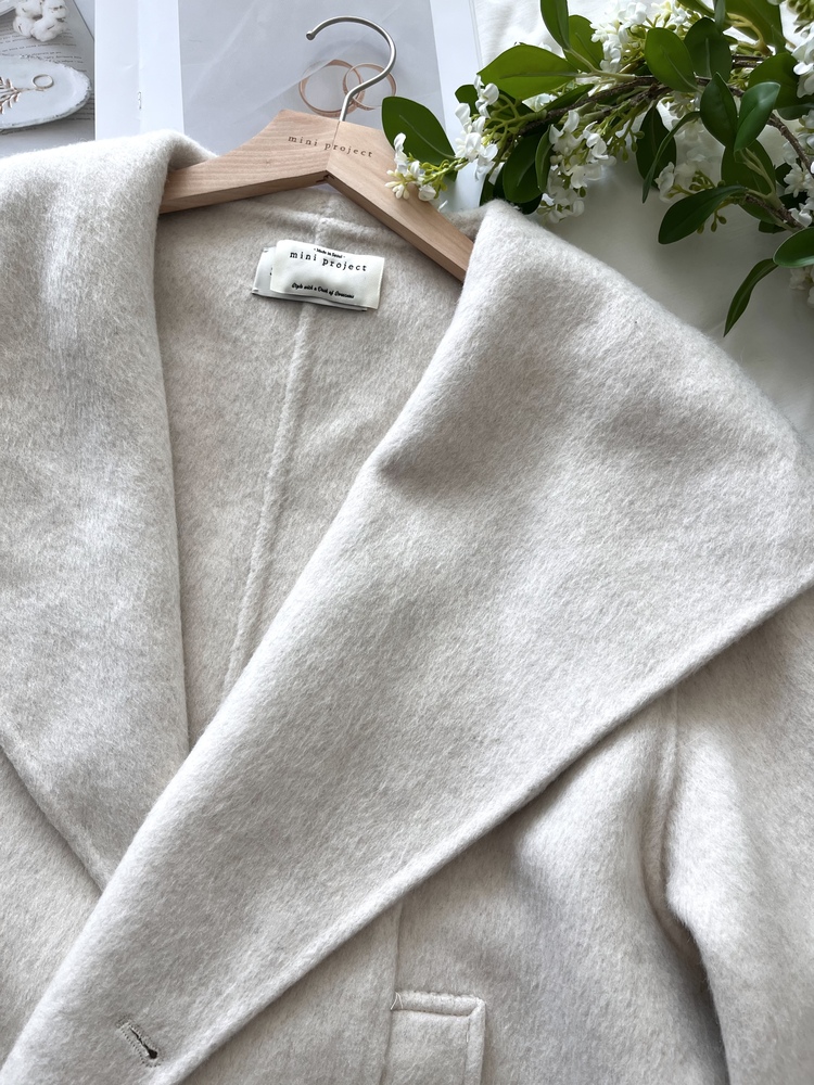 [70% Wool] Parisian Belted Wool Coat (Oat)