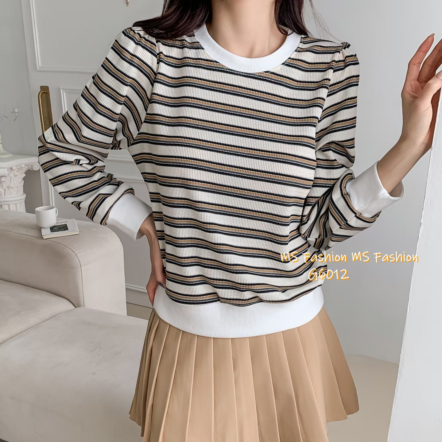 G6012 韓國🇰🇷拼色橫間top