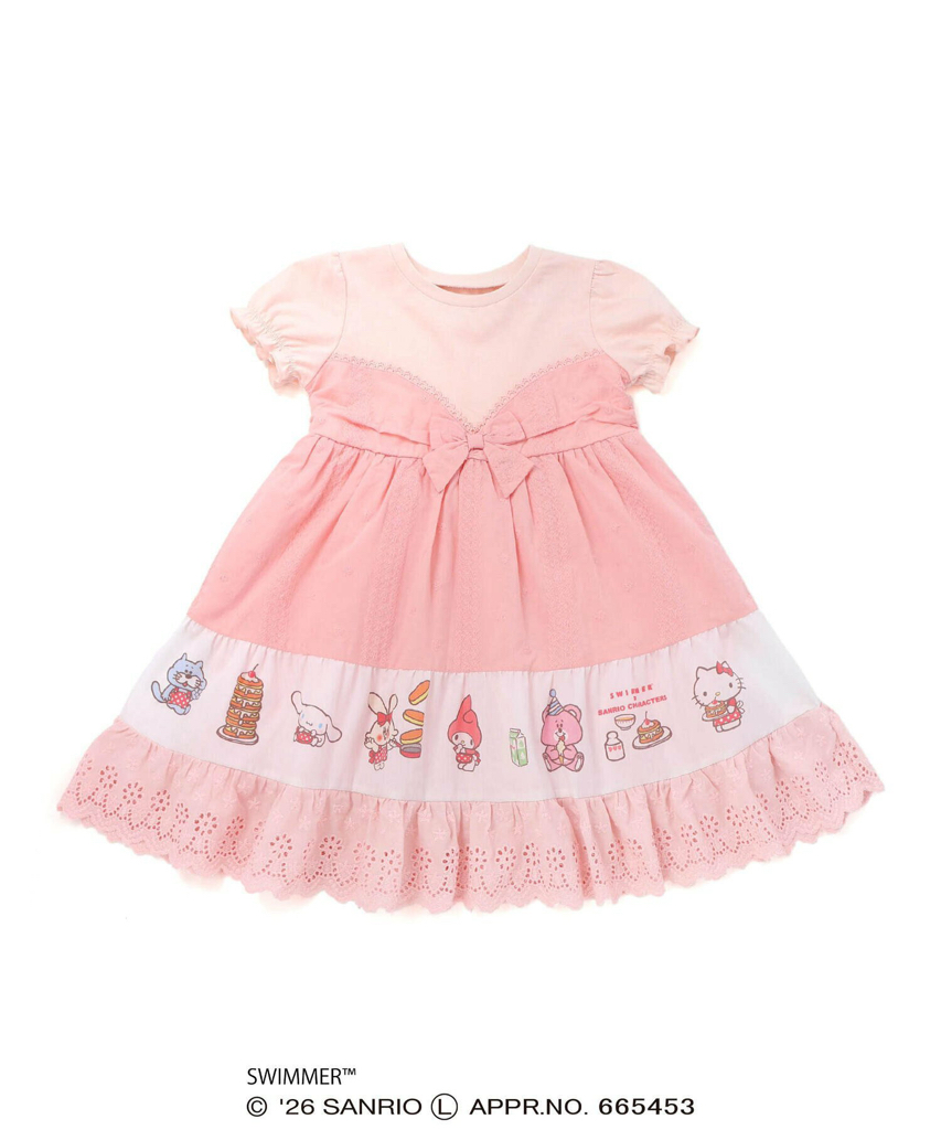 🇯🇵預訂 日本直送🇯🇵Slap Slip x Swimmer x Sanrio系列兩色人物印花蝴蝶結蕾絲短袖連身裙