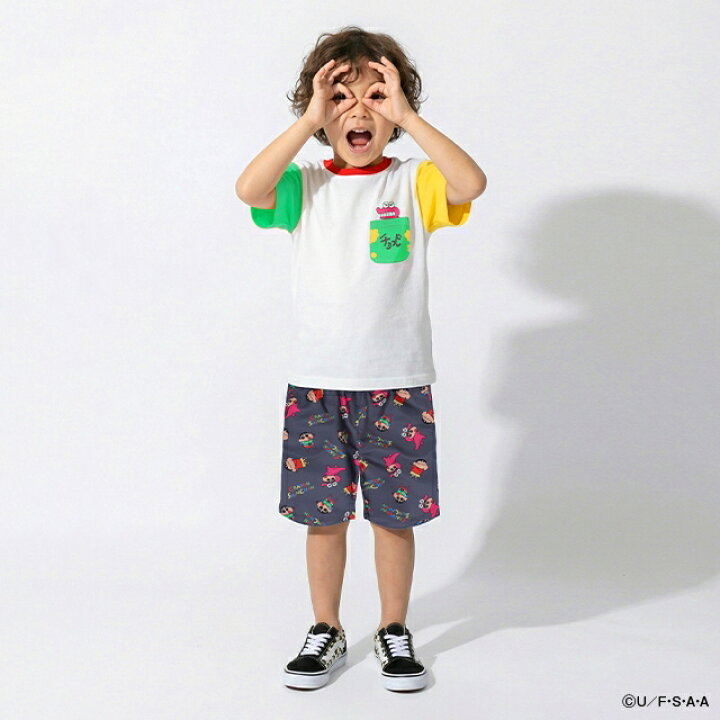 🇯🇵預訂 日本直送🇯🇵Babydoll x蠟筆小新系列兩色人物前後印花口袋撞色短袖T恤