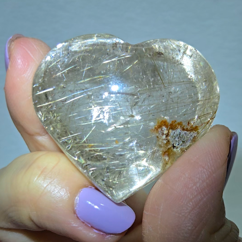 Golden fireworks rutilated quartz heart - RT715