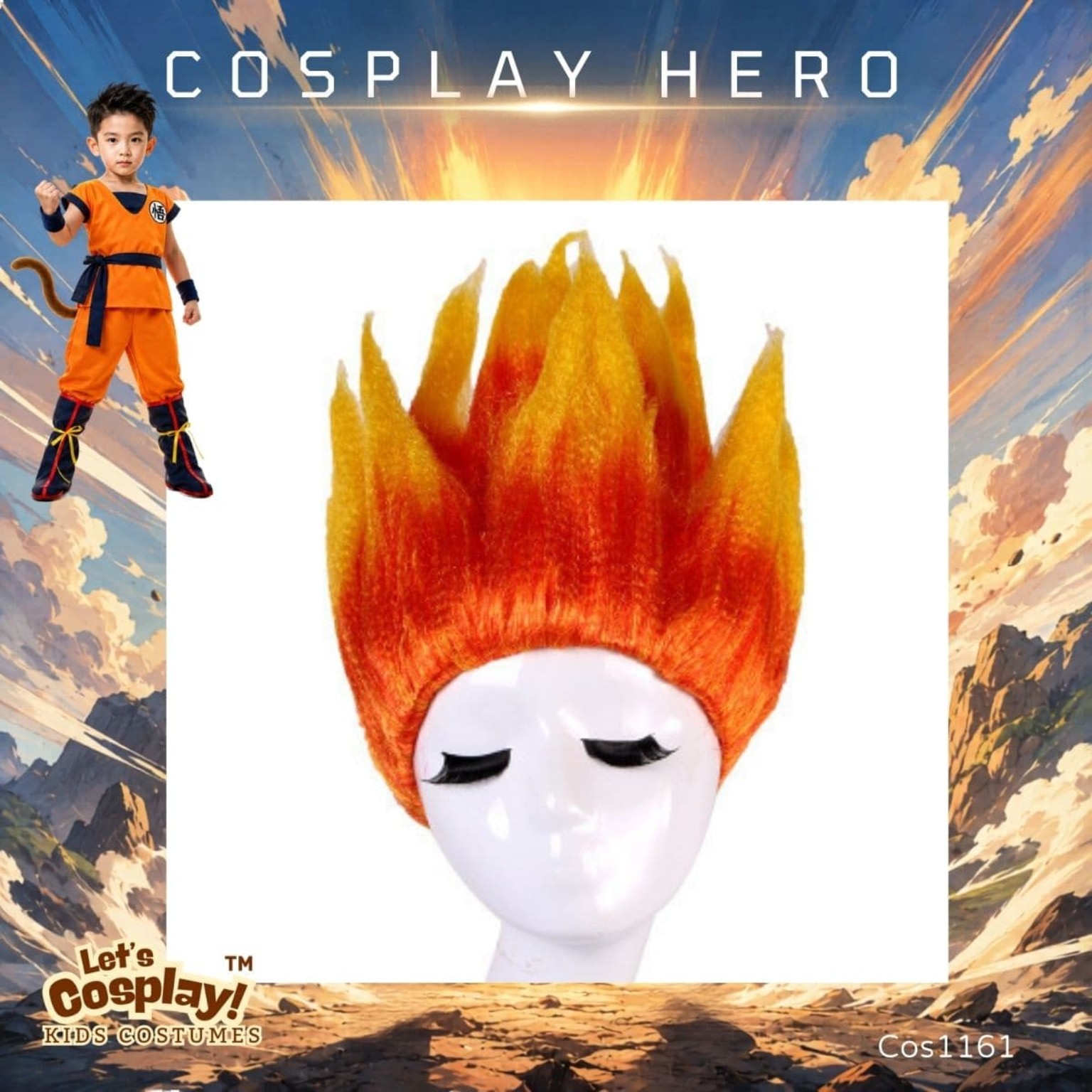 七龍珠孫悟空Goku成人動漫角色扮演服裝全套連橙黃色假髮尾巴靴套｜萬聖節服裝｜香港現貨 Lets Cosplay