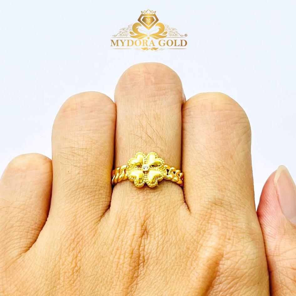 MYDORA Cincin CZ Kait Lucky Leaf (5G) l EMAS 916/22K