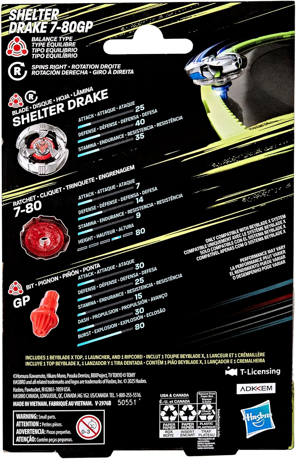 爆旋陀螺X 神護魔龍 BEYBLADEX Shelter Drake 7-80GP BX-39 01 籤王 Starter Pack Set (美版)