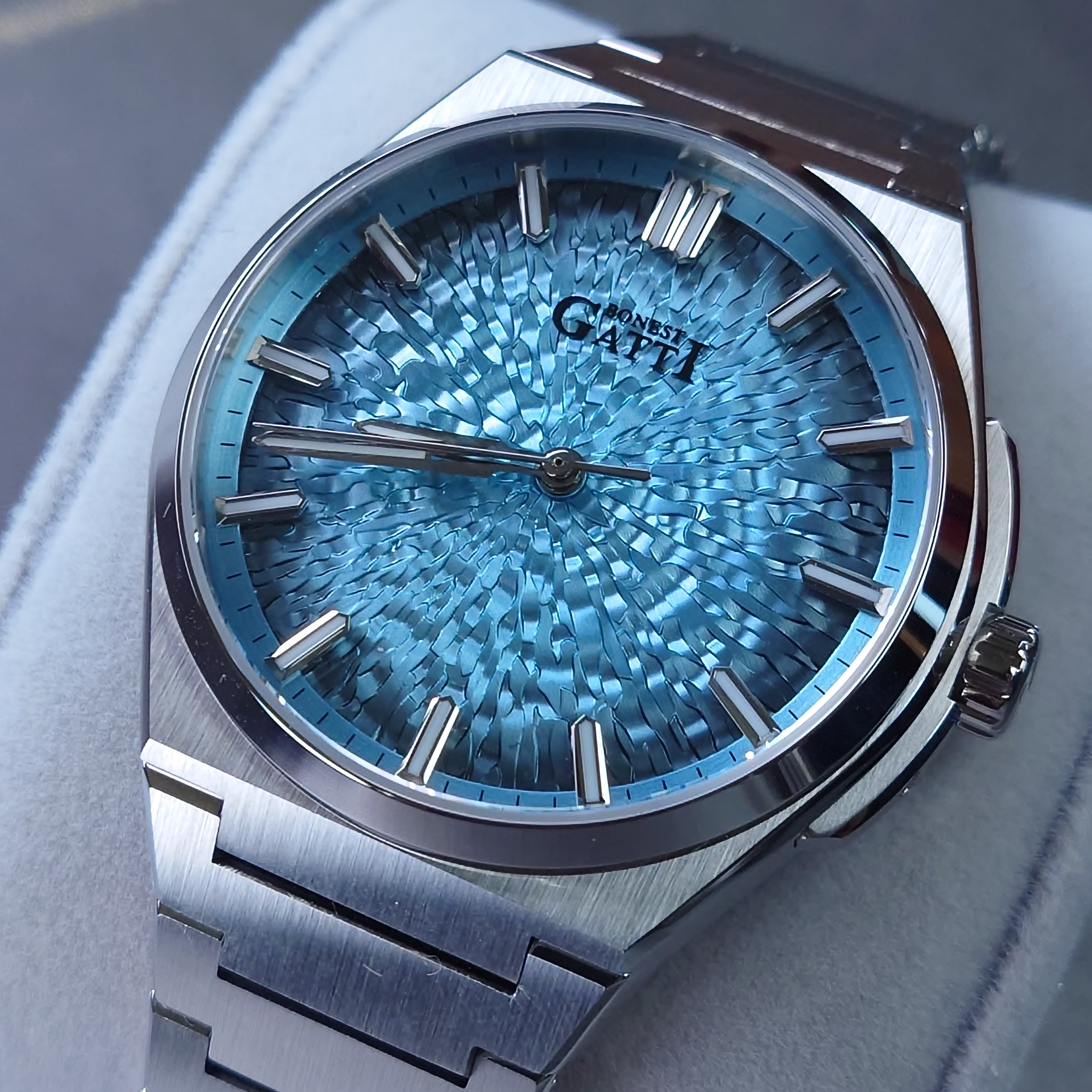 Bonest Gatti 冰裂紋一體式錶帶自動錶 BG8013-S3 Blue