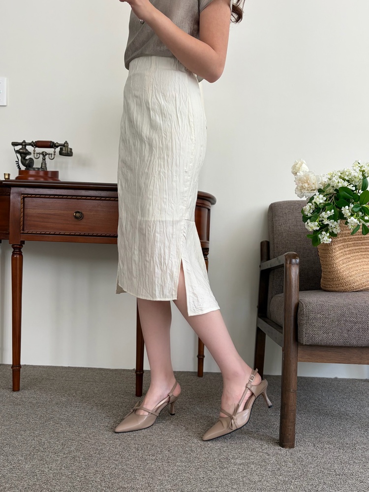 Crinkle Mermaid Skirt (Ivory)