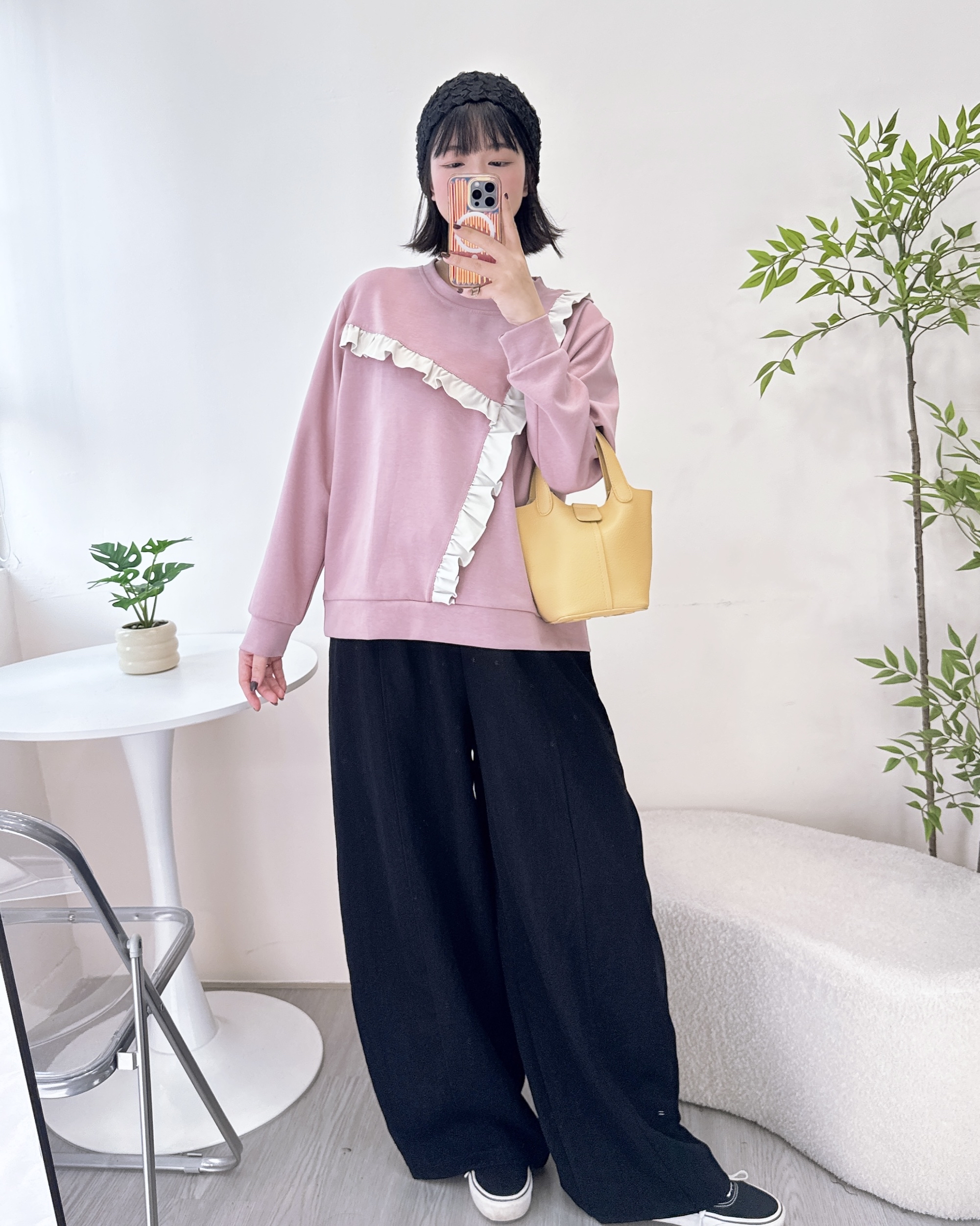 撞色車荷葉邊衛衣 3色