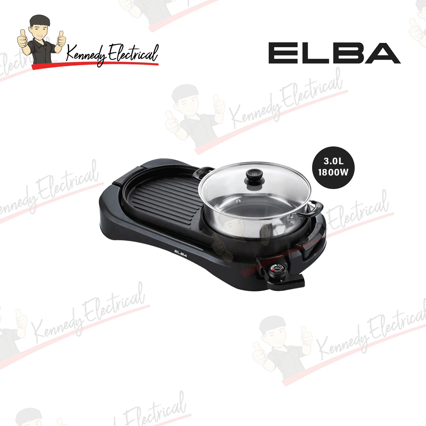 Elba 1800W 2-In-1 Hot Pot And Bbq Griller EGL-K3051(BK)