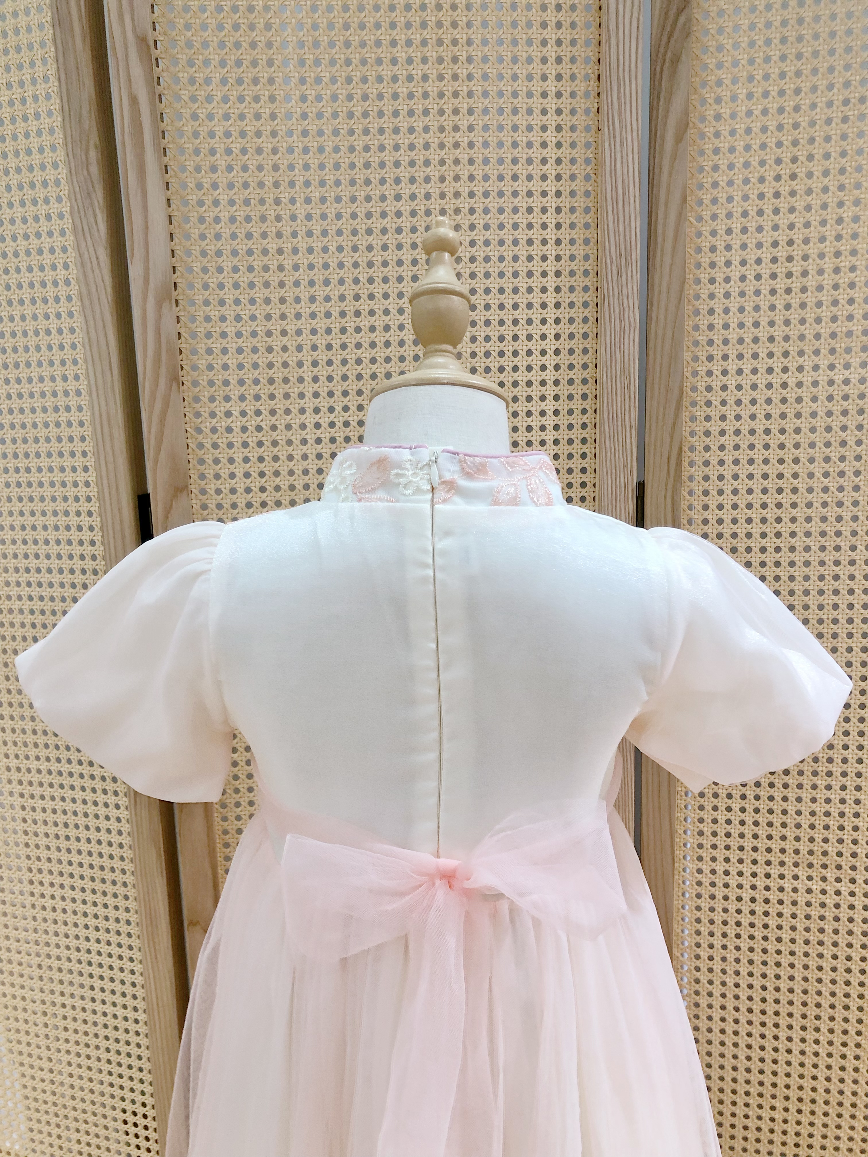 Elegant Girls' Traditional Dress with Pink Embroidery