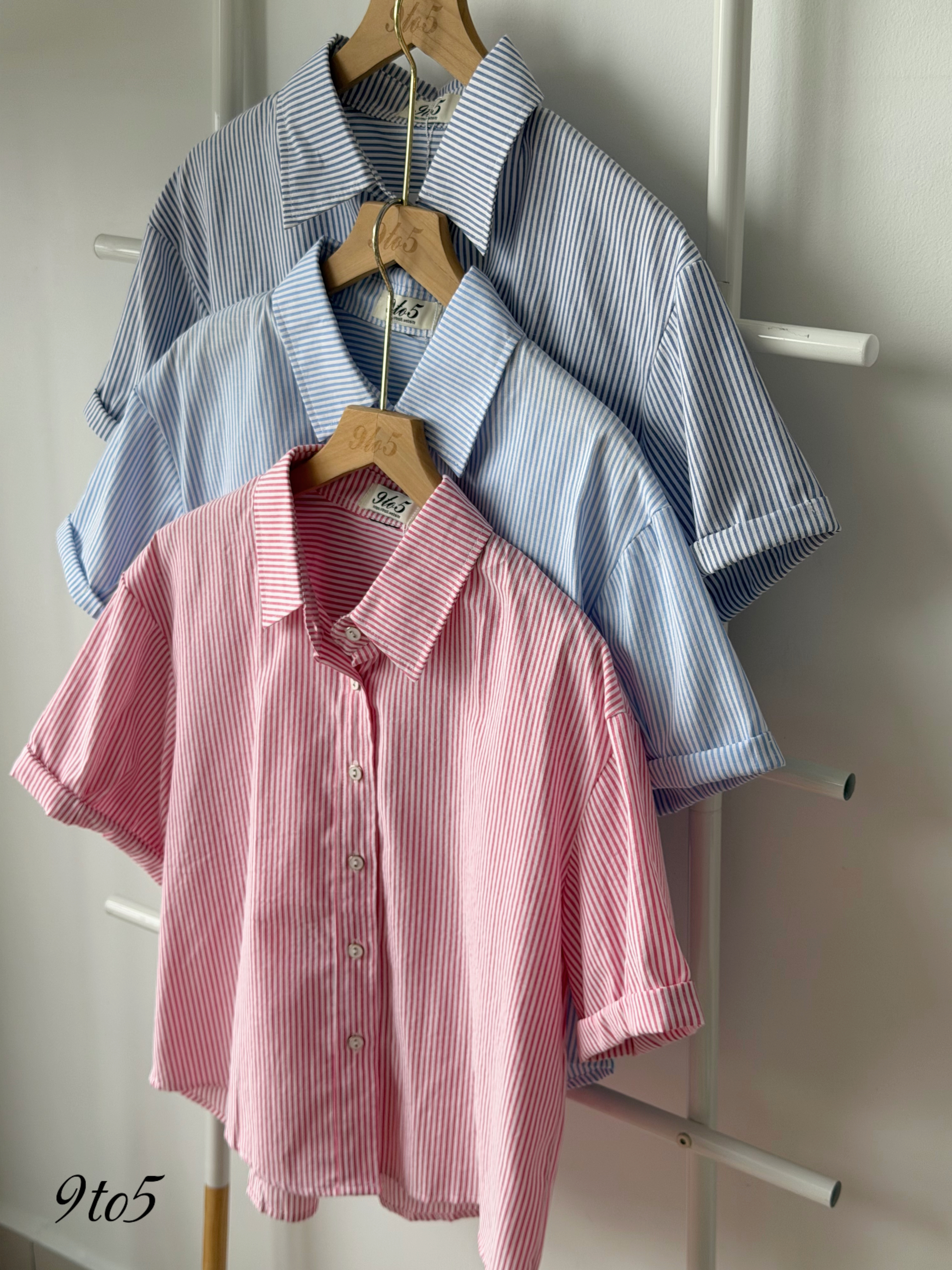 T4508 Stripes short sleeves shirt -  3 colors