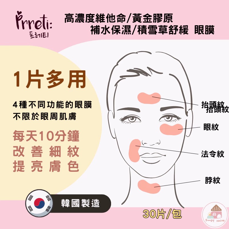 $38包。2包起$25爸。韓國Prreti 多功能眼膜 - 1包30片