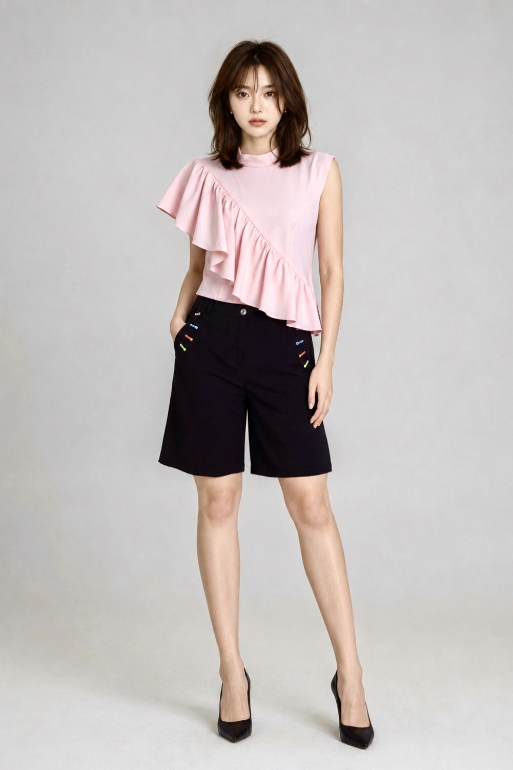 31137 Candy Stitch Tailored Bermuda Pants