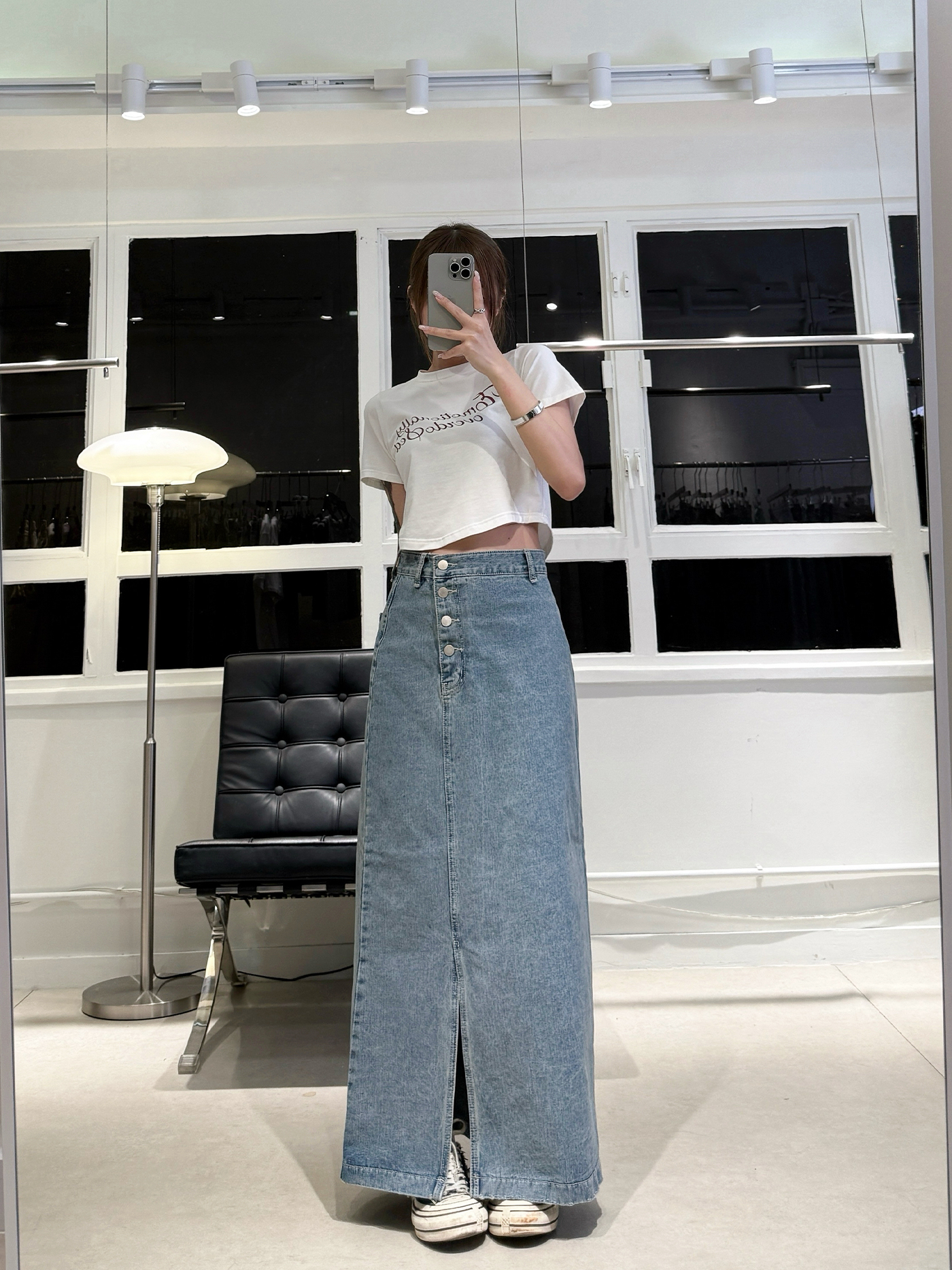 𝐇𝐢𝐠𝐡 𝐰𝐚𝐢𝐬𝐭 𝐟𝐫𝐨𝐧𝐭 𝐬𝐥𝐢𝐭 𝐝𝐞𝐧𝐢𝐦 𝐦𝐚𝐱𝐢 𝐬𝐤𝐢𝐫𝐭 