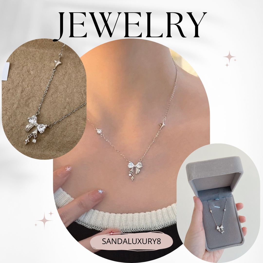 Bow Pendant Necklace for Women - 925 Sterling Silver - Minimalist Jewelry - Gift for Her - SANDALUXURY8