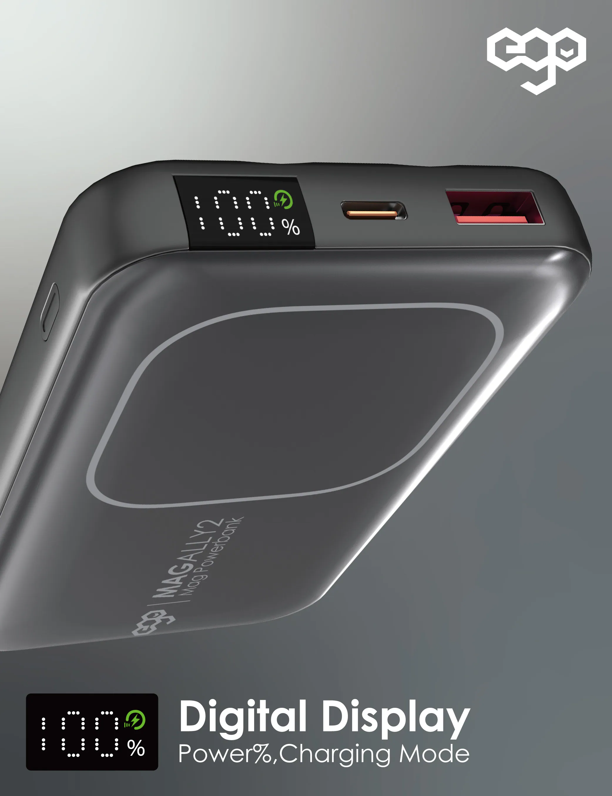 香港行貨 EGO MagAlly2 @10000mAh 內置線外置電 3C可追溯二維碼版 AC-07