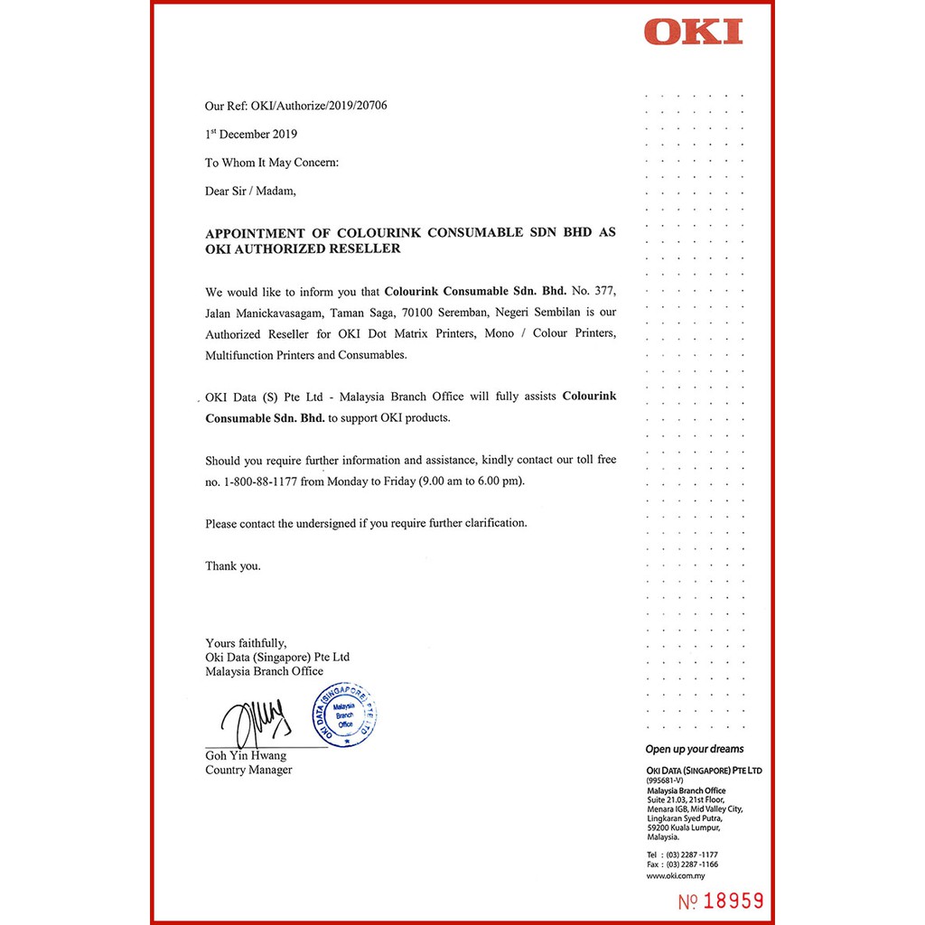 OKI 43571806 Original Genius Microline Dot-Matrix Ribbon 1120 1190 ML1190 ML1120