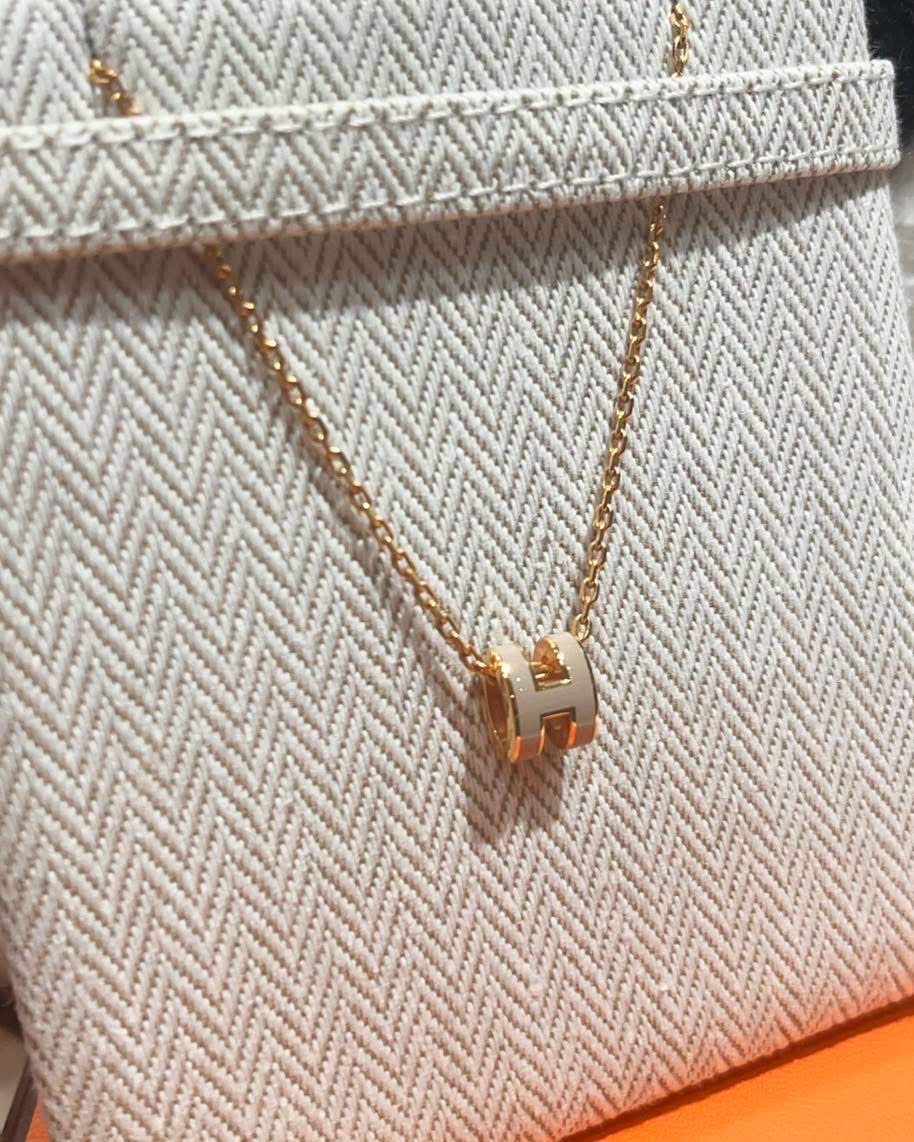 全新 Hermes mini pop h necklace 奶茶色 100%Authentic ,100%new全新 ✅塵袋✅box 