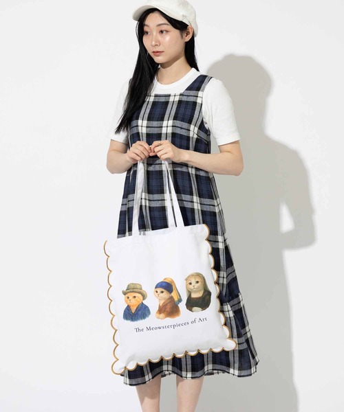 🆕【⭐訂購⭐】🌀 🇯🇵 日本直送 可愛貓狗雙面圖案 刺繡滾邊扇形 大容量 tote bag［3款選］🌀 [ELJD-0011][261101]