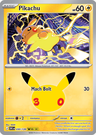 Pokemon TCG 30th Celebration - Pikachu Single Card 