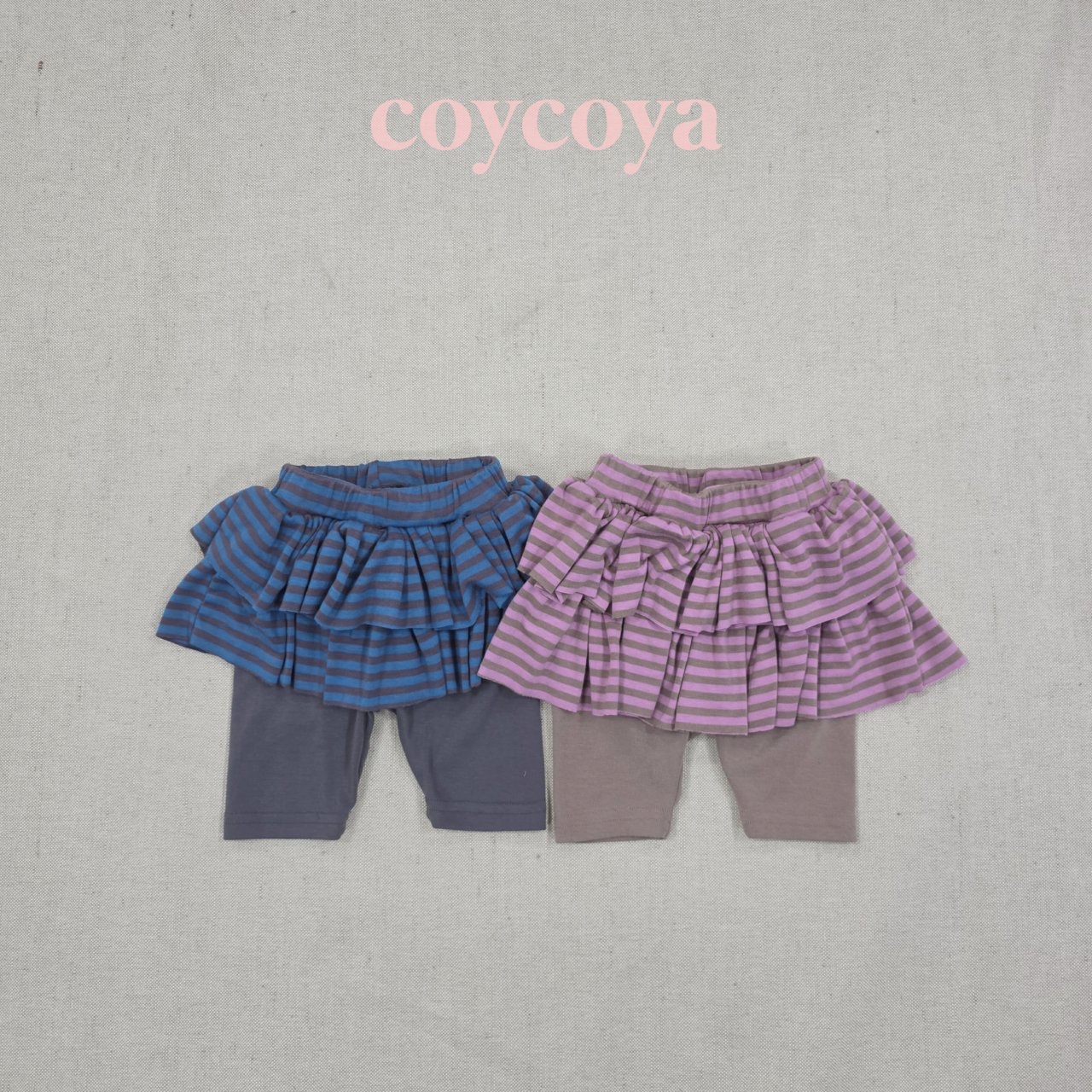 🌸預訂 韓國直送🌸🇰🇷COYCOYA兩色條紋層疊裙擺打底褲