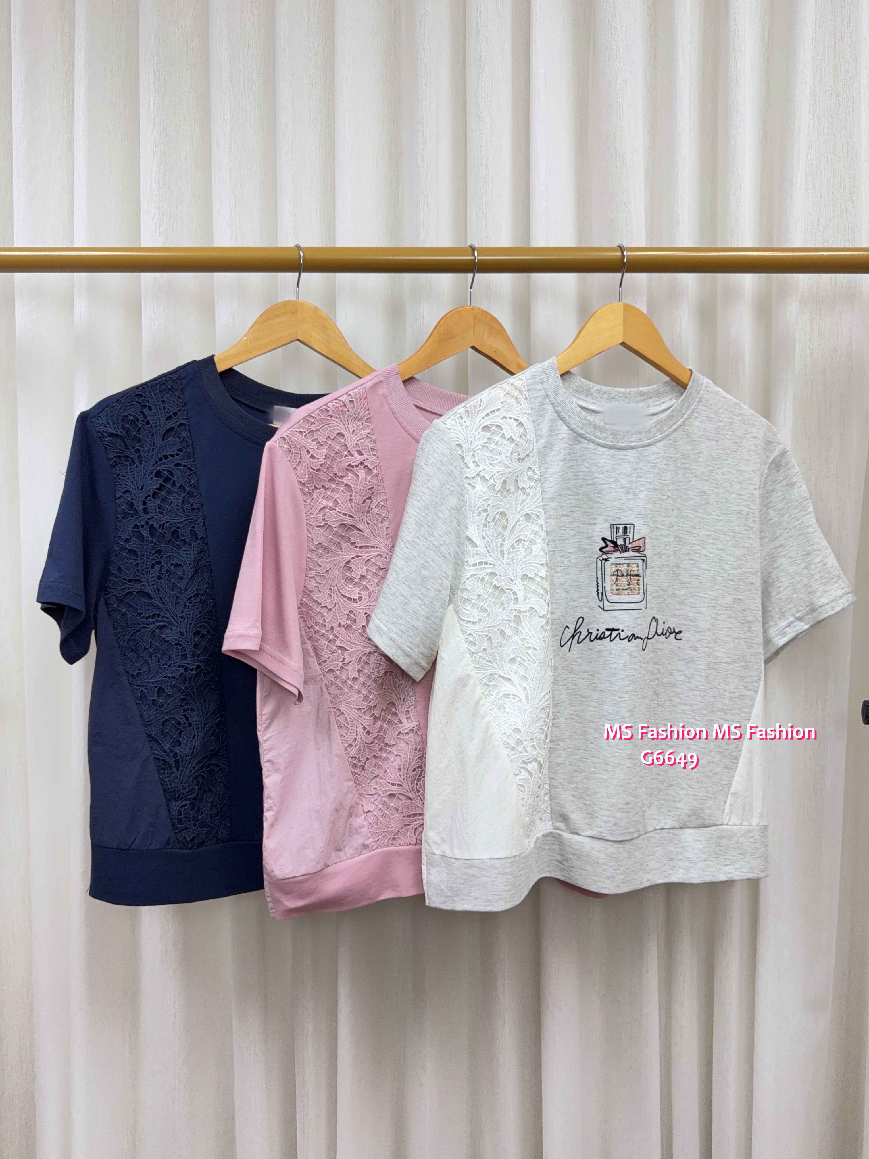 G6649 香水圖案拼布top