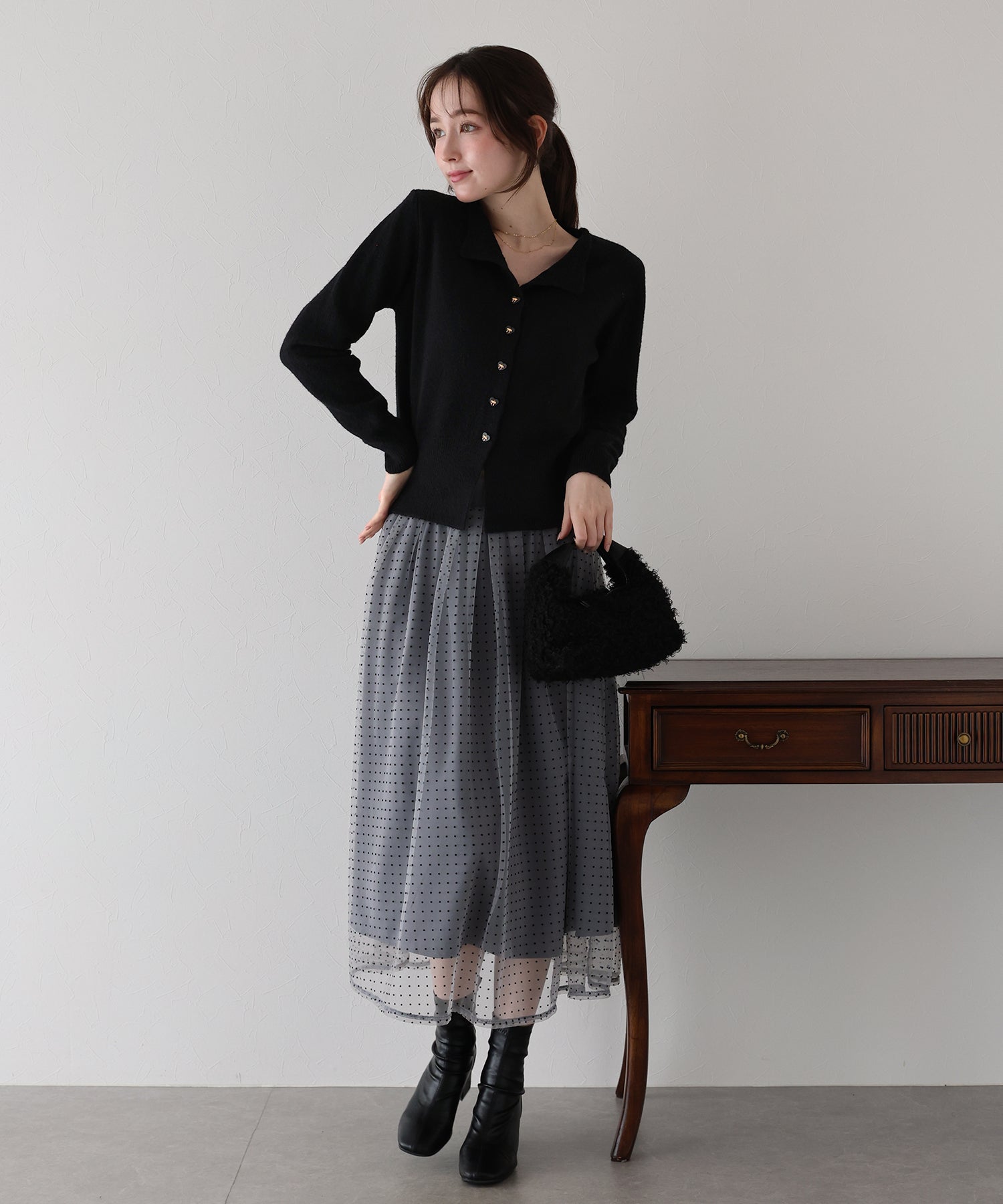 <JP> Soft Heart Bowknot Polo Knit * 4色入 <預購>