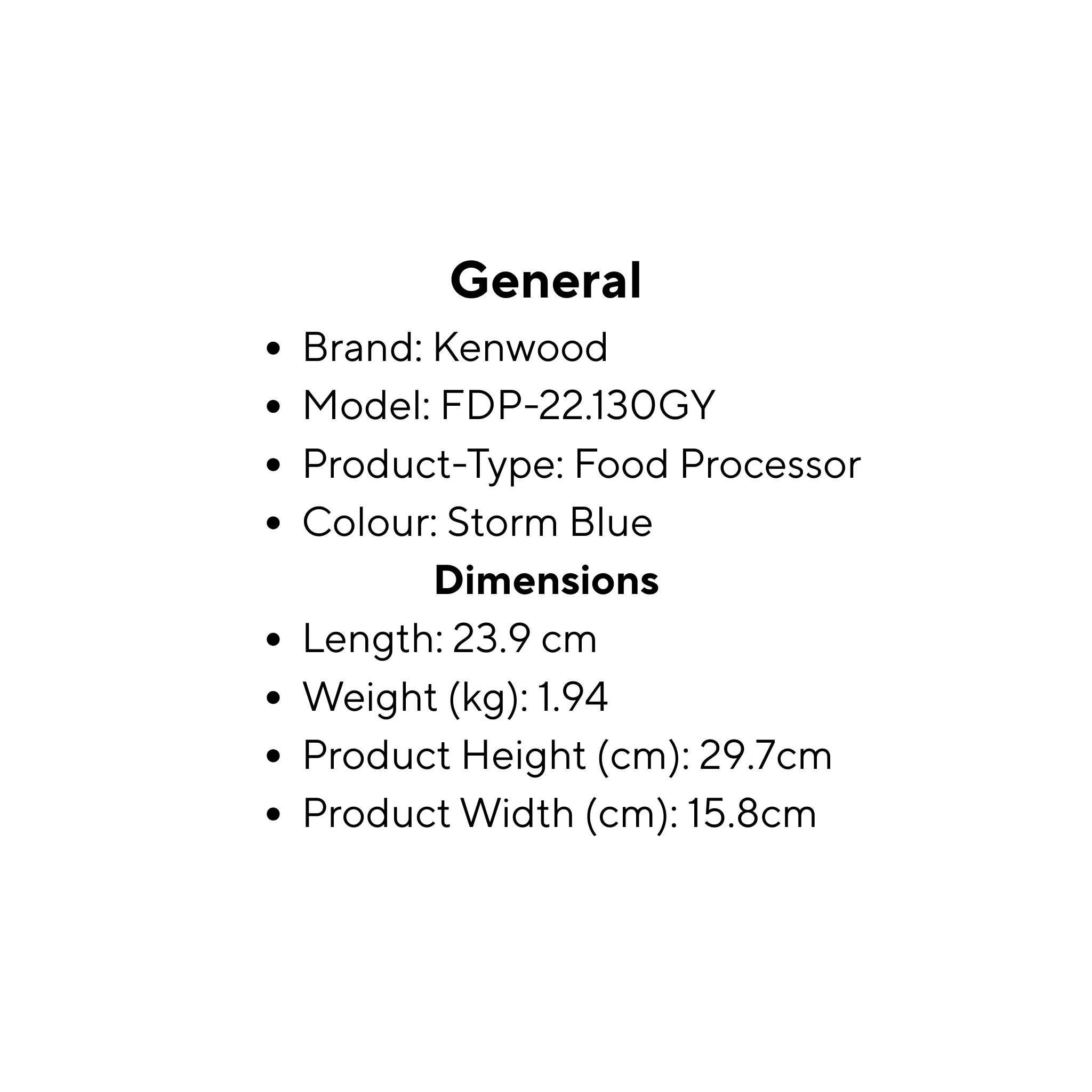 Kenwood 1.3L 650W MultiPro Go Food Processor Grey (FDP22.130.GY)