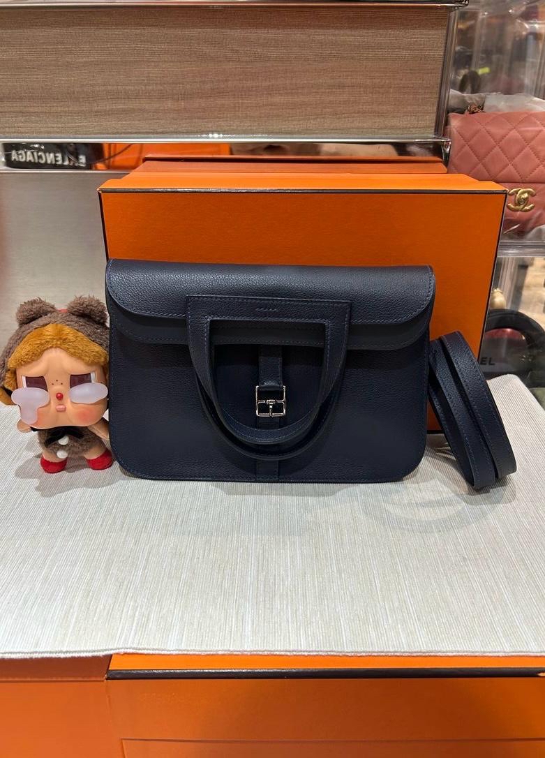 Hermes Halzan 25,STAMP U,BLEU NUIT 100%Authentic ,98%new ✅收據✅dust bag✅box 