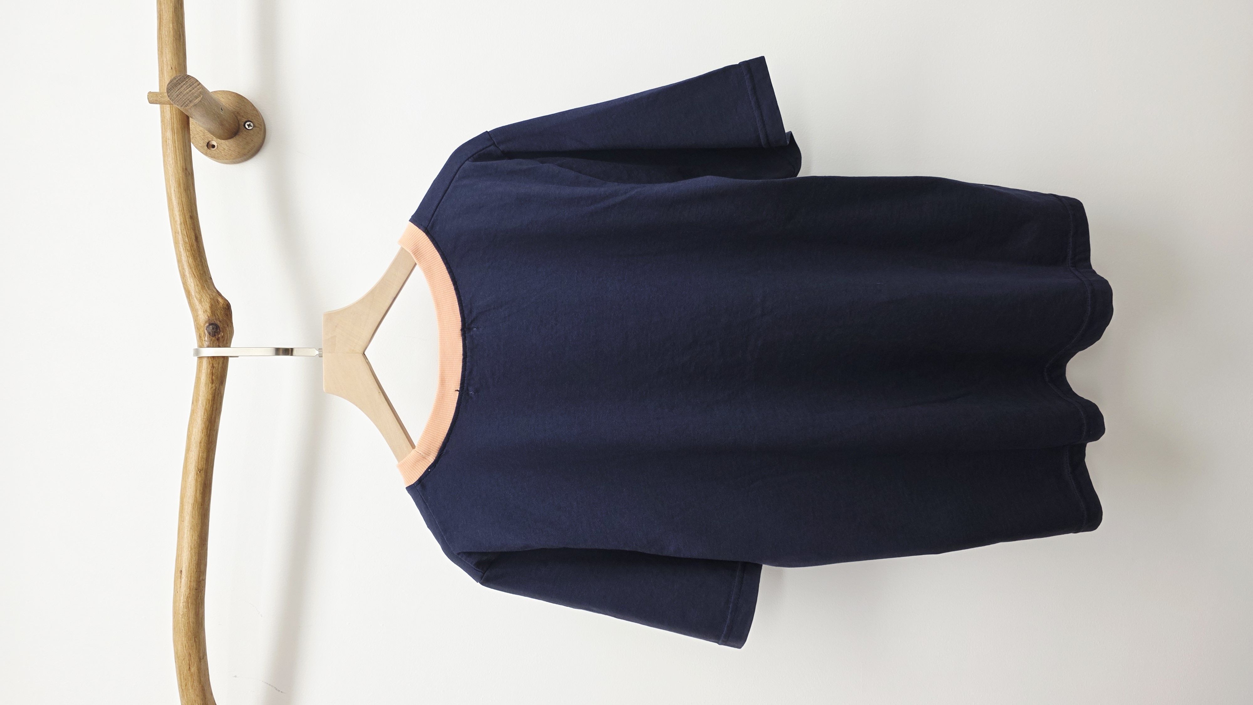 韓國深藍拼雙貓車布Tee