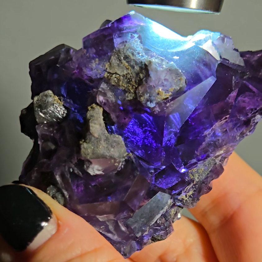 Indigo blue and purple tanzanite fluorite cluster - FL365