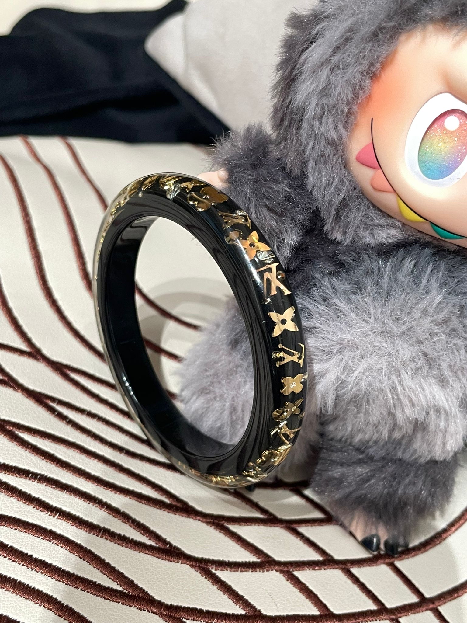 LV PVC Inclusion Bangle / Branelet Black PVC 100%Authentic, 95%New