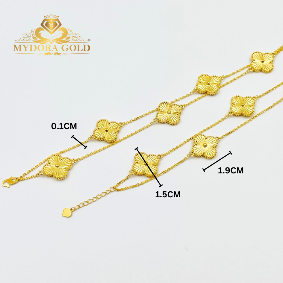 MYDORA Rantai Tangan Sauh Fesyen Double Layer Clover l EMAS 916/22K