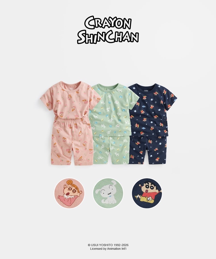 ☀️預訂 台灣直送☀️蠟筆小新系列三色純棉滿印家居服上下套裝