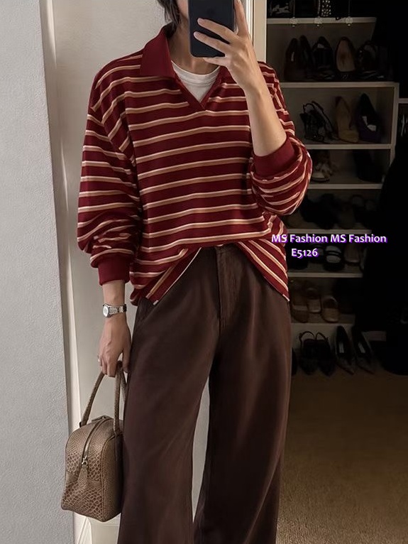 E5126 反領V領橫間top
